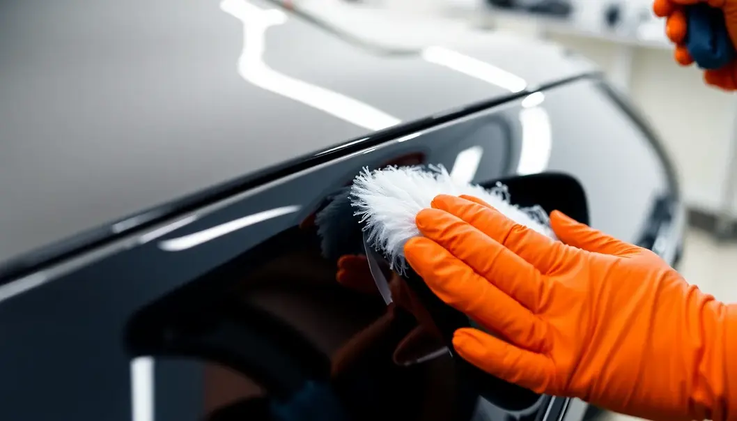 A luxury car undergoing a meticulous wash with premium products and tools.