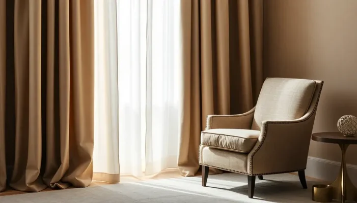 High-end armchair with blended fabric in a luxurious setting.